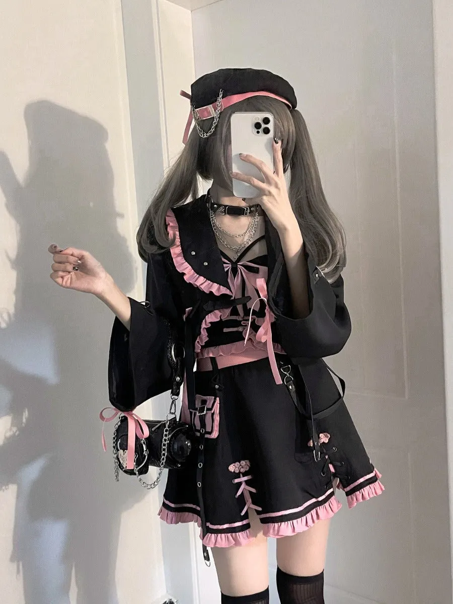 Black Pink Sweet Cool Lolita Dress