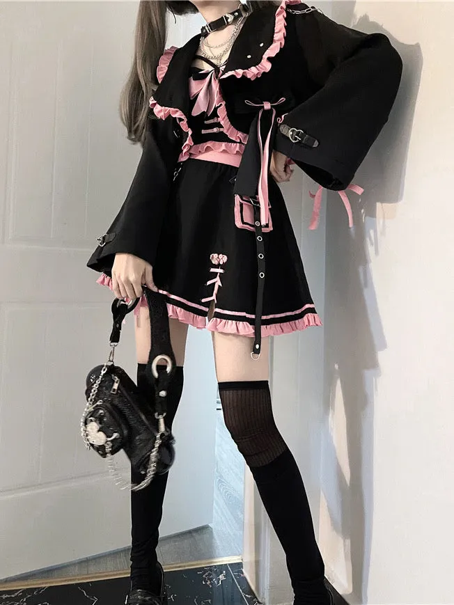 Black Pink Sweet Cool Lolita Dress