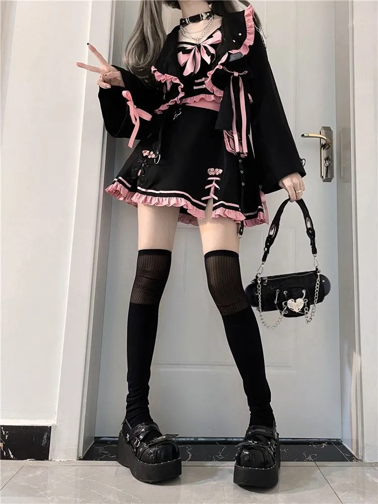 Black Pink Sweet Cool Lolita Dress