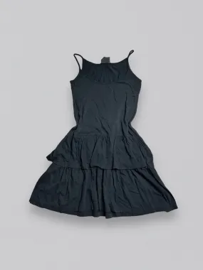 Black pleated cotton dress (L)