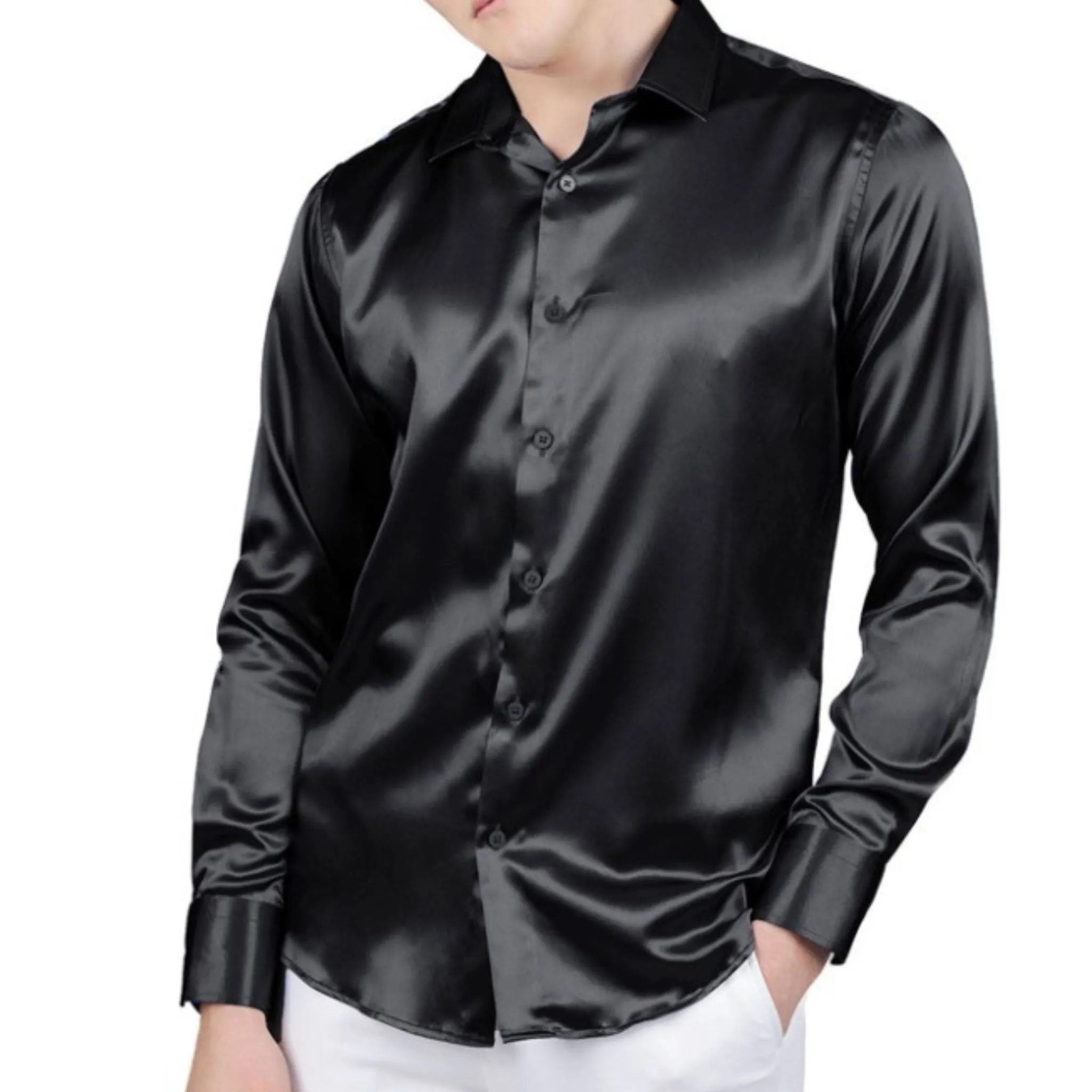 Black Shiny Dress Shirt