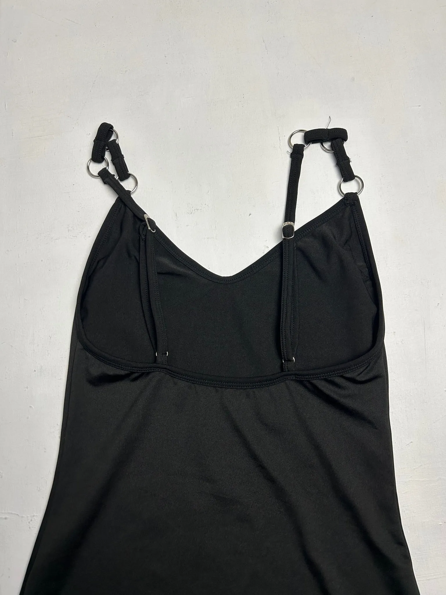 Black stretchy Y2K vintage backless mini dress (S)