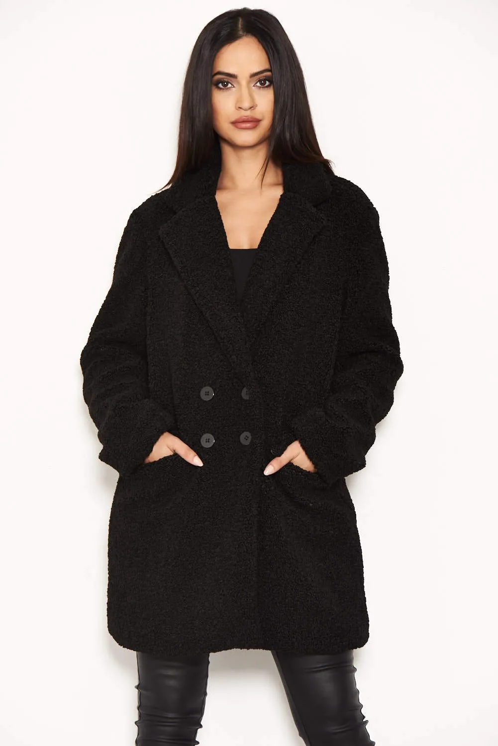 Black Teddy Faux Fur Coat