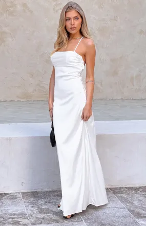 Blaise White Satin Maxi Dress