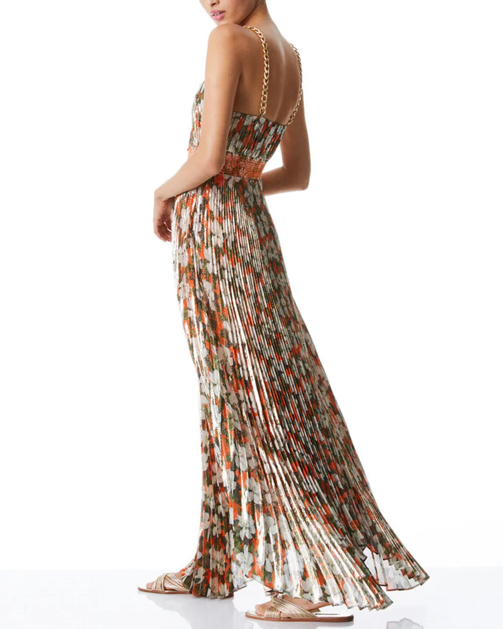 Blossom Gloria Chain Strap Pleat Maxi Dress