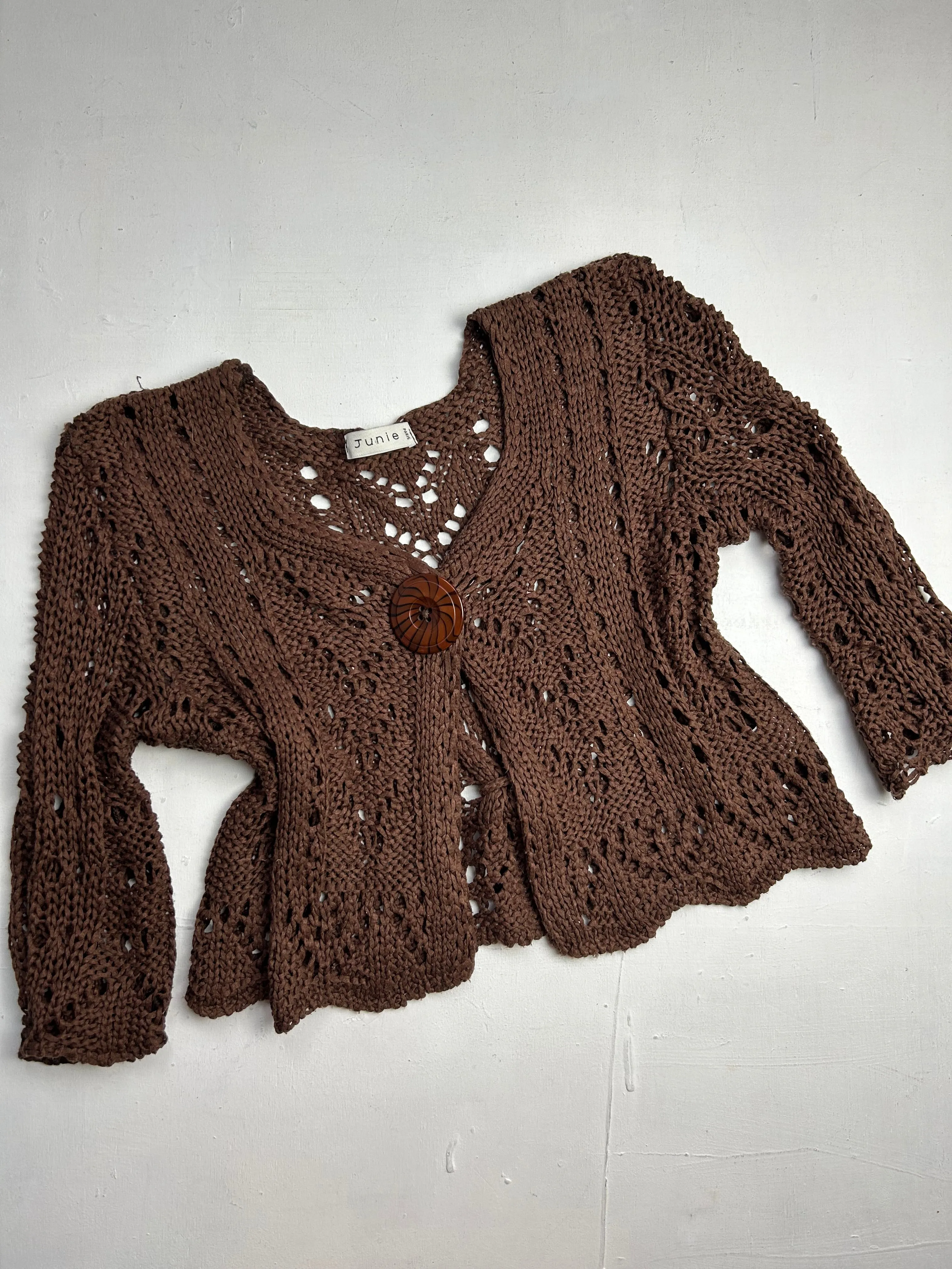 Brown crochet knitted tank top   bolero set (S/M)