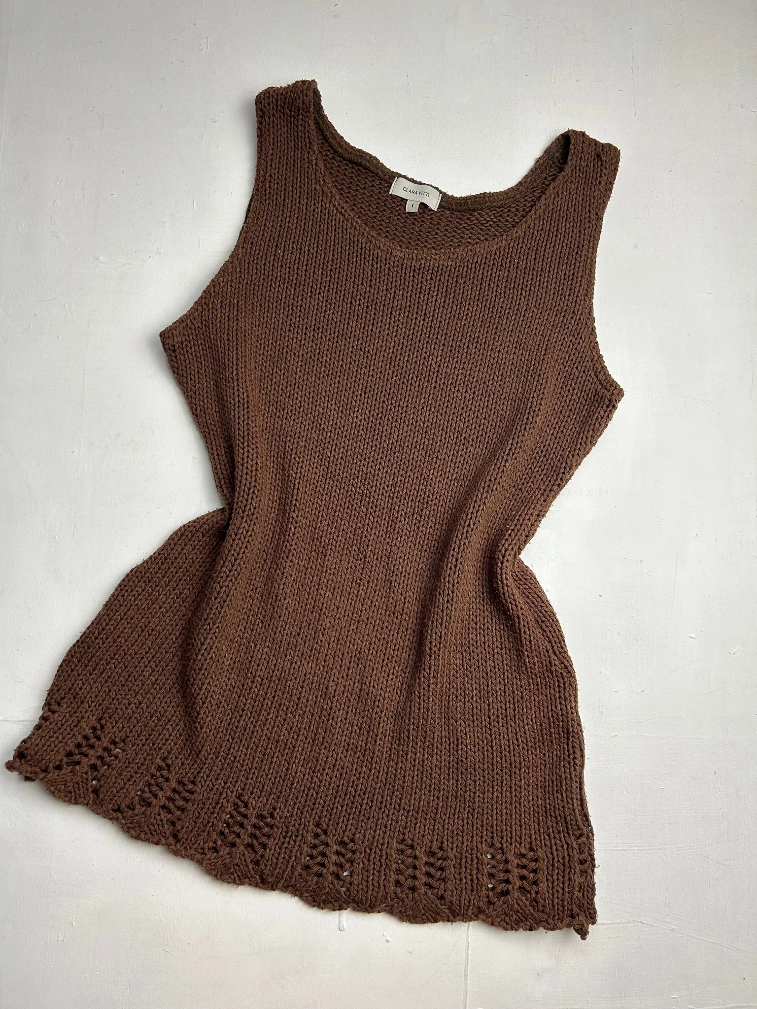 Brown crochet knitted tank top   bolero set (S/M)