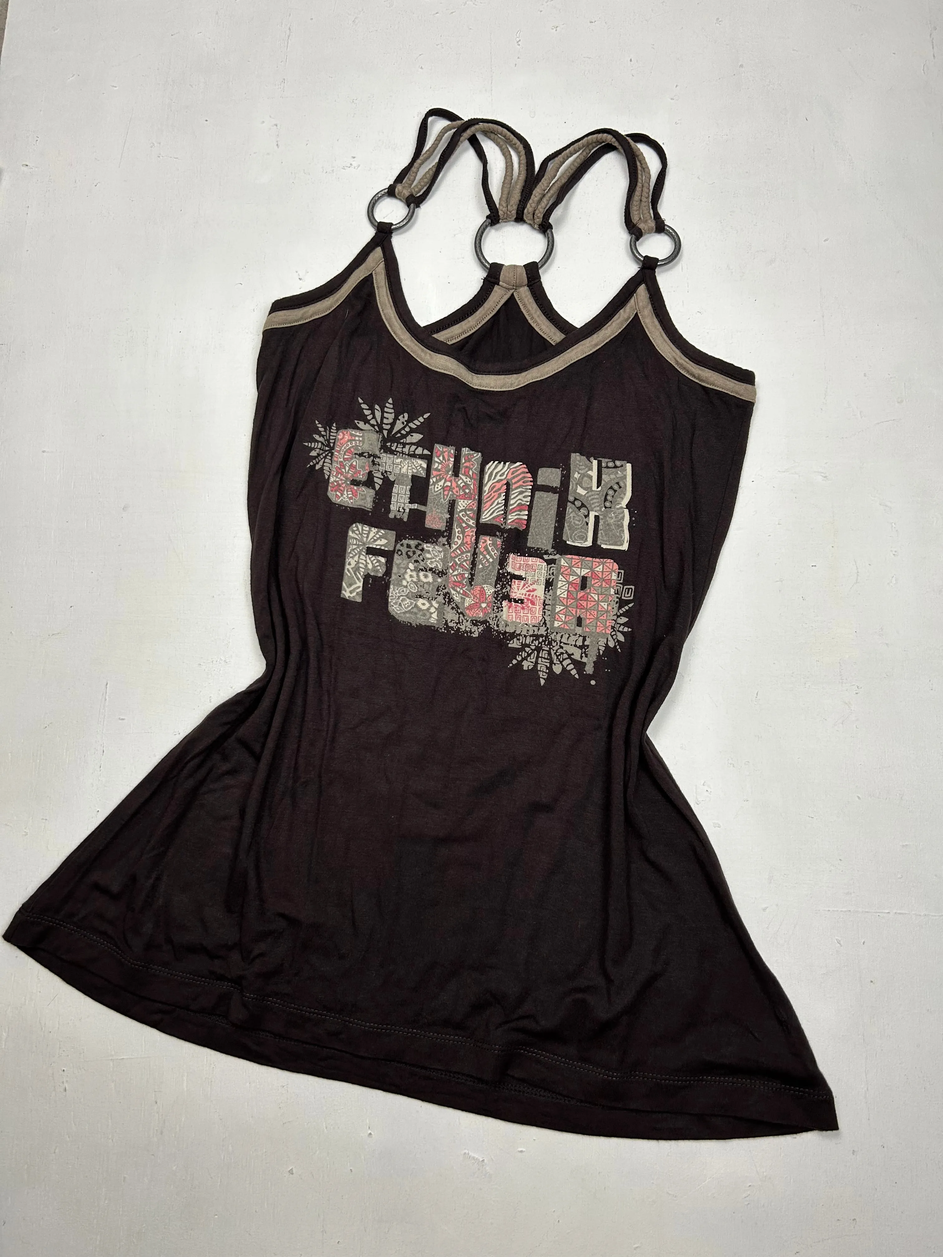 Brown graphic print tank  top (M)