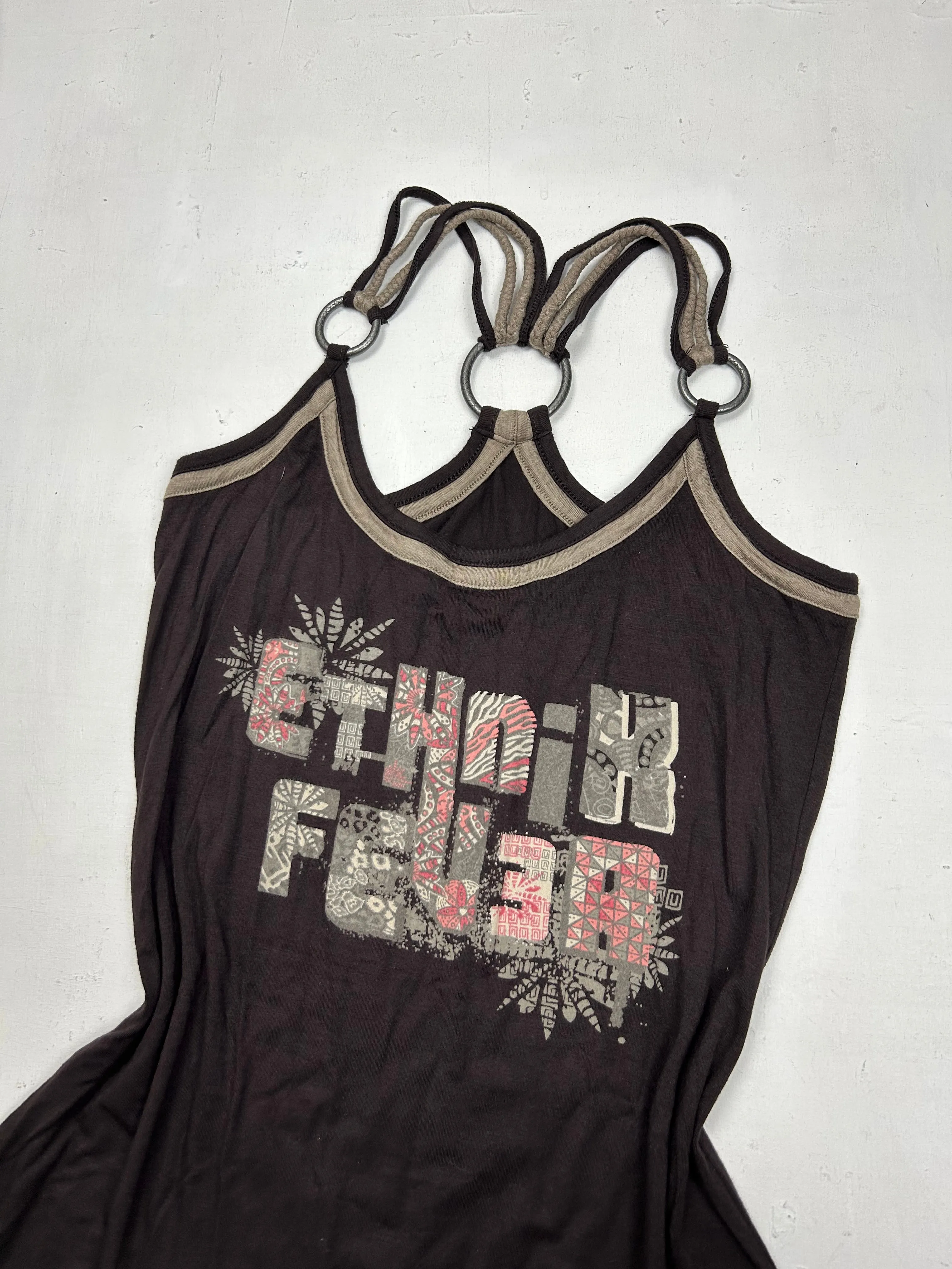 Brown graphic print tank  top (M)