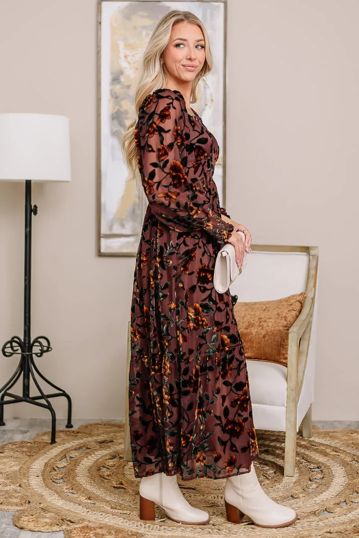 Burnout Velvet Crush Floral Maxi Dress