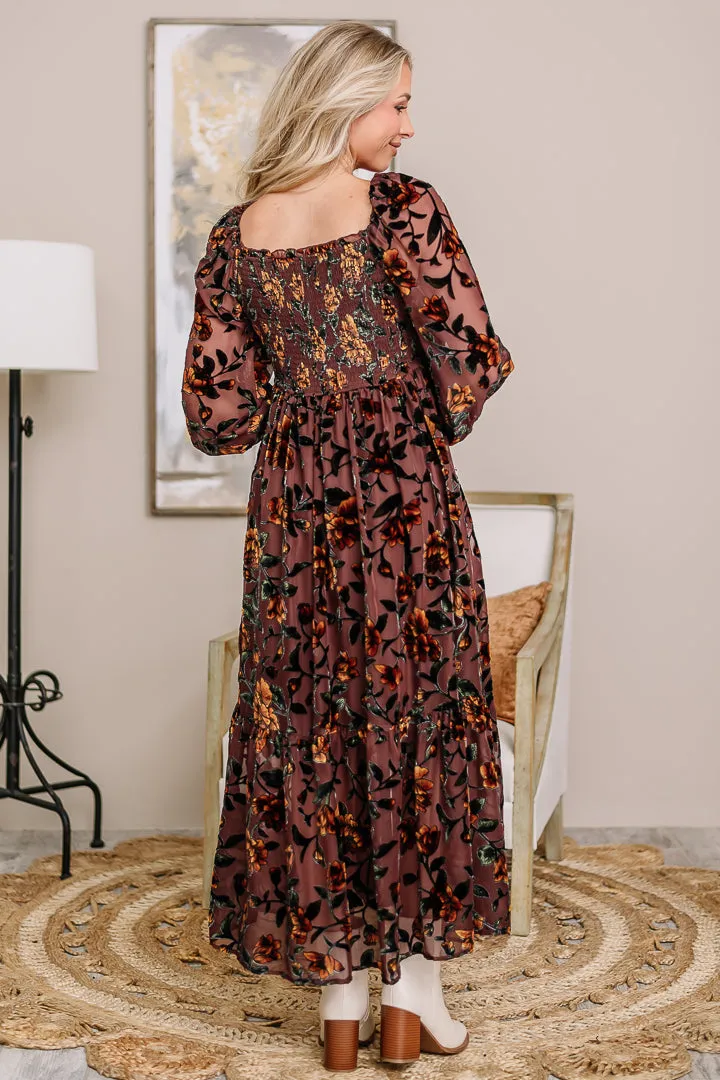 Burnout Velvet Crush Floral Maxi Dress