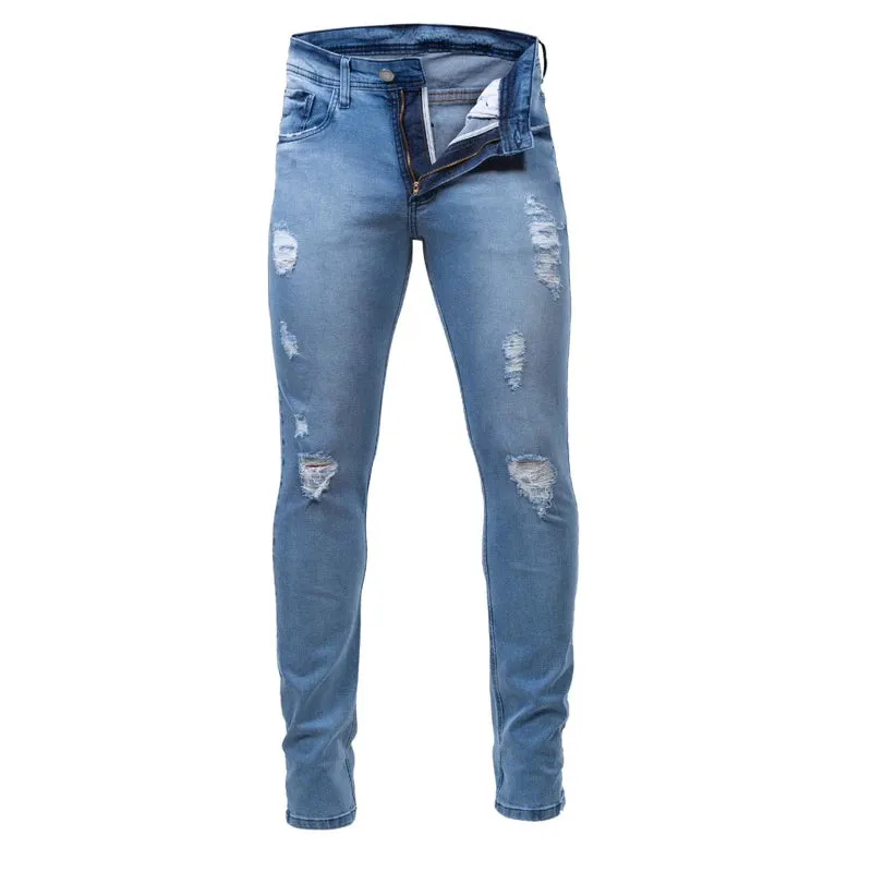 Calça Jeans Masculina Skinny Lycra Com Zíper Elastano Nova Tendência