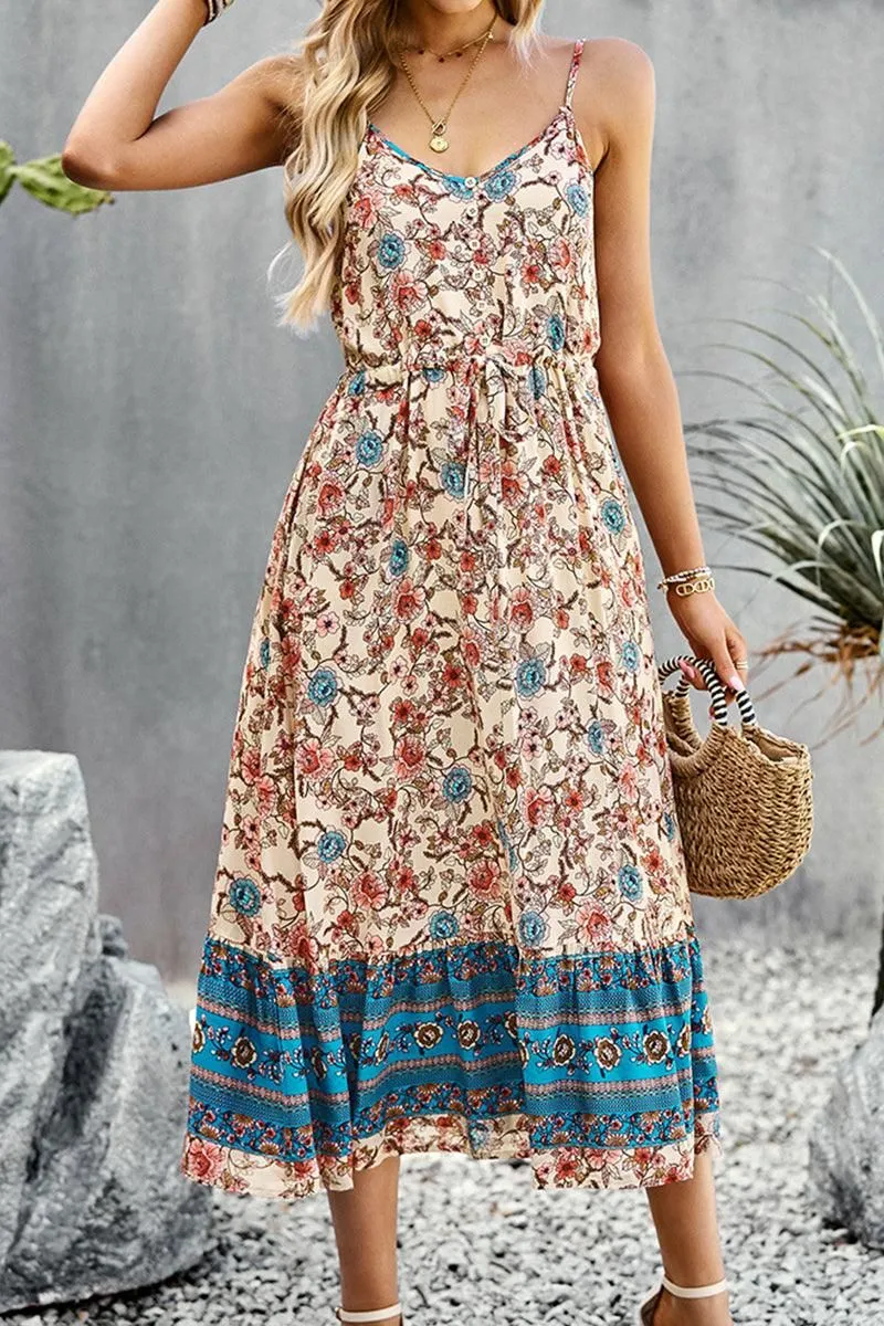 CAMI STYLE PATTERNED LONG DRESS