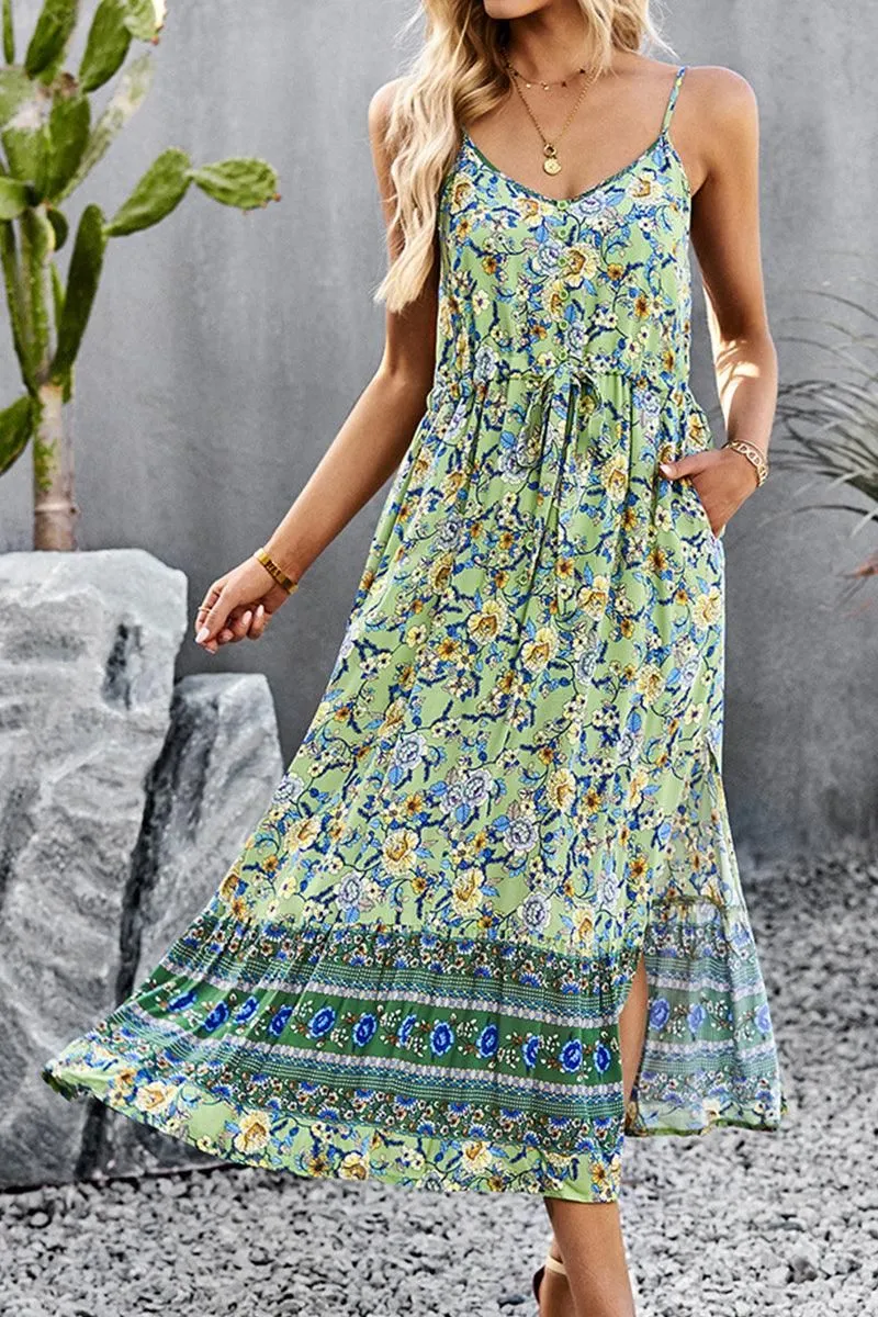 CAMI STYLE PATTERNED LONG DRESS