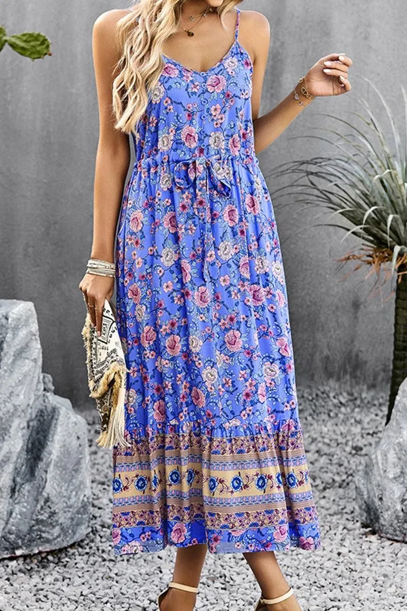 CAMI STYLE PATTERNED LONG DRESS