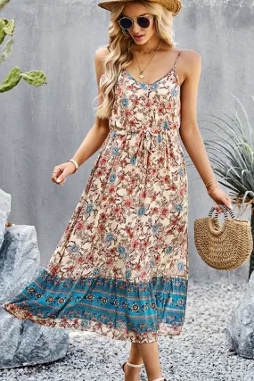 CAMI STYLE PATTERNED LONG DRESS