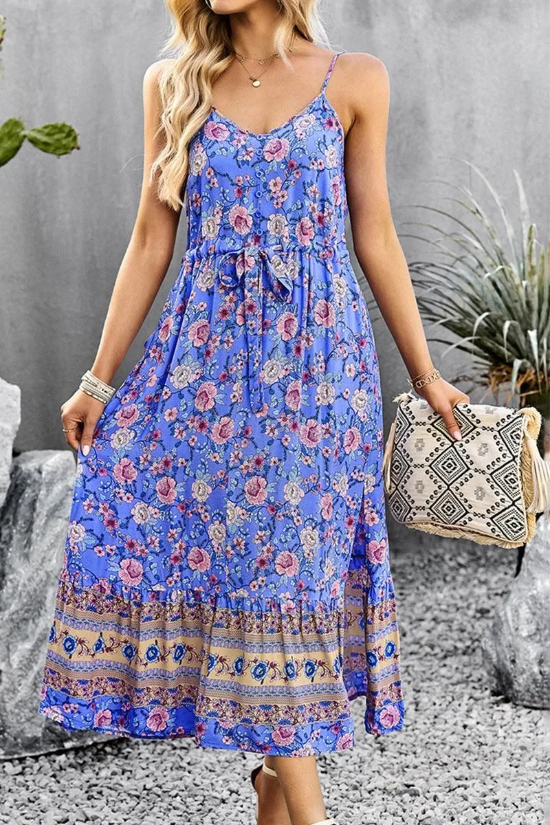 CAMI STYLE PATTERNED LONG DRESS