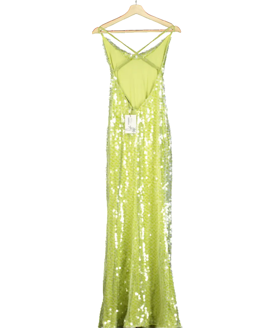 caramella Sequin Backless Maxi Dress In Emerald Green UK 8