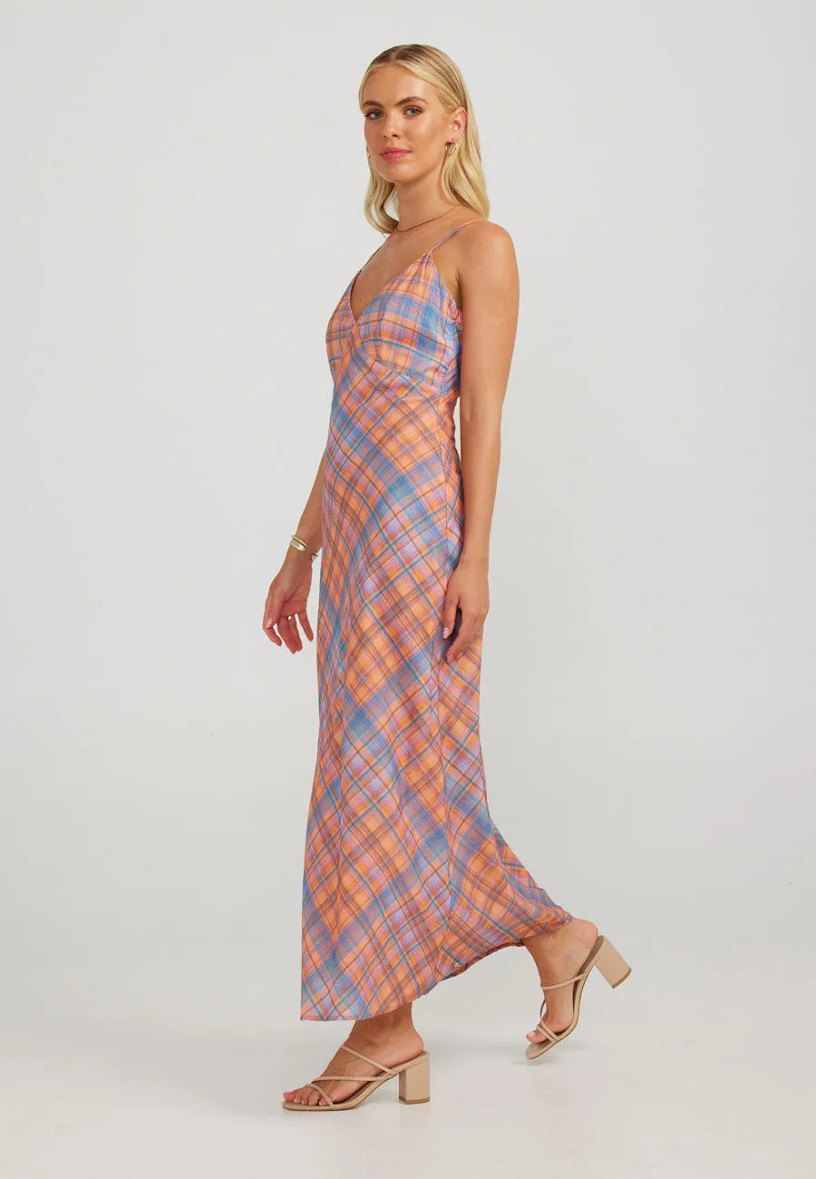 Charlie Holiday Kiera Maxi Dress Peachy Check