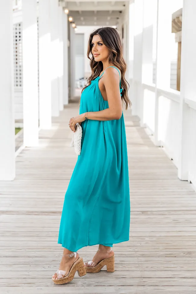 Choose Fate Teal High Neck Midi Dress FINAL SALE