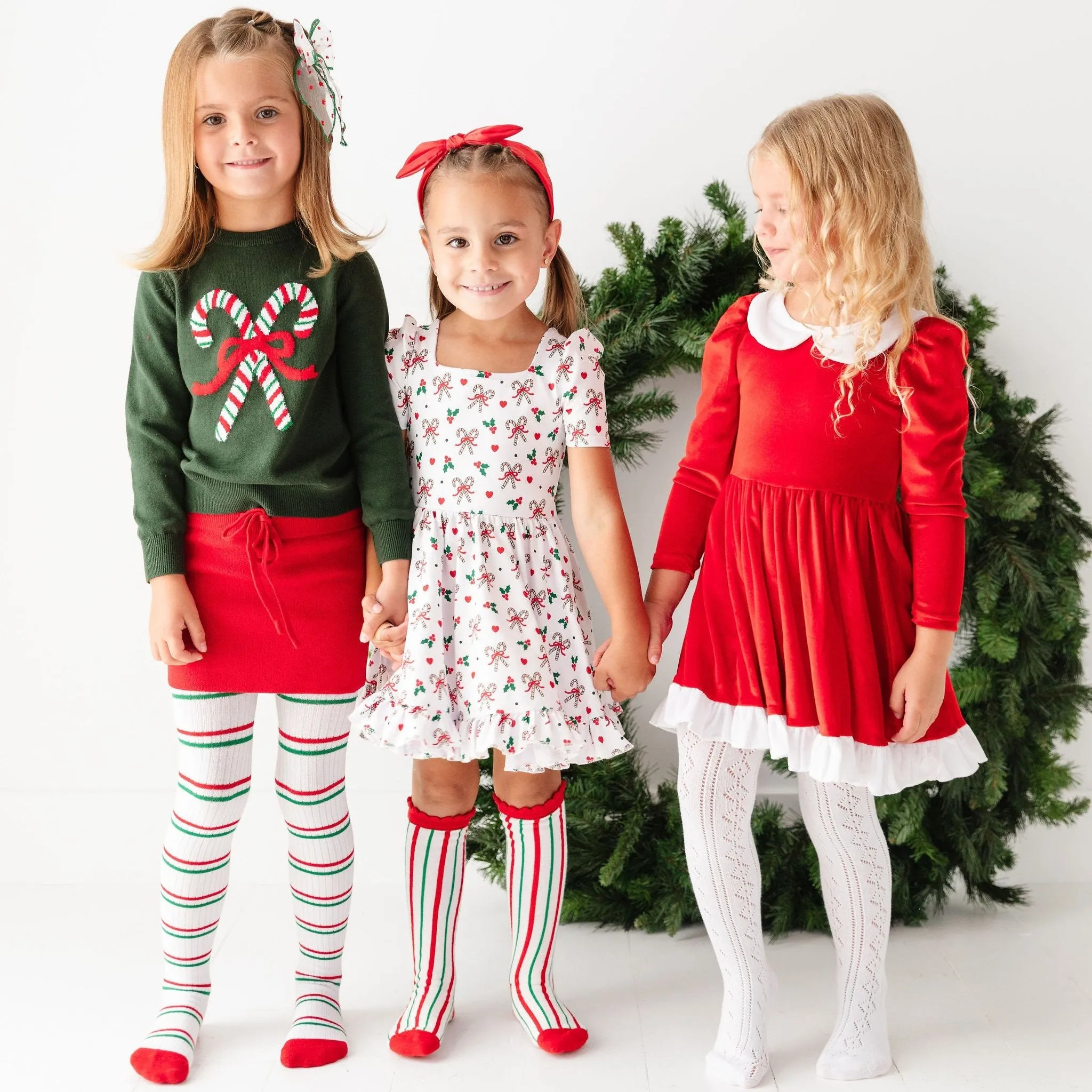 Christmas Stripe Ribbed Tights