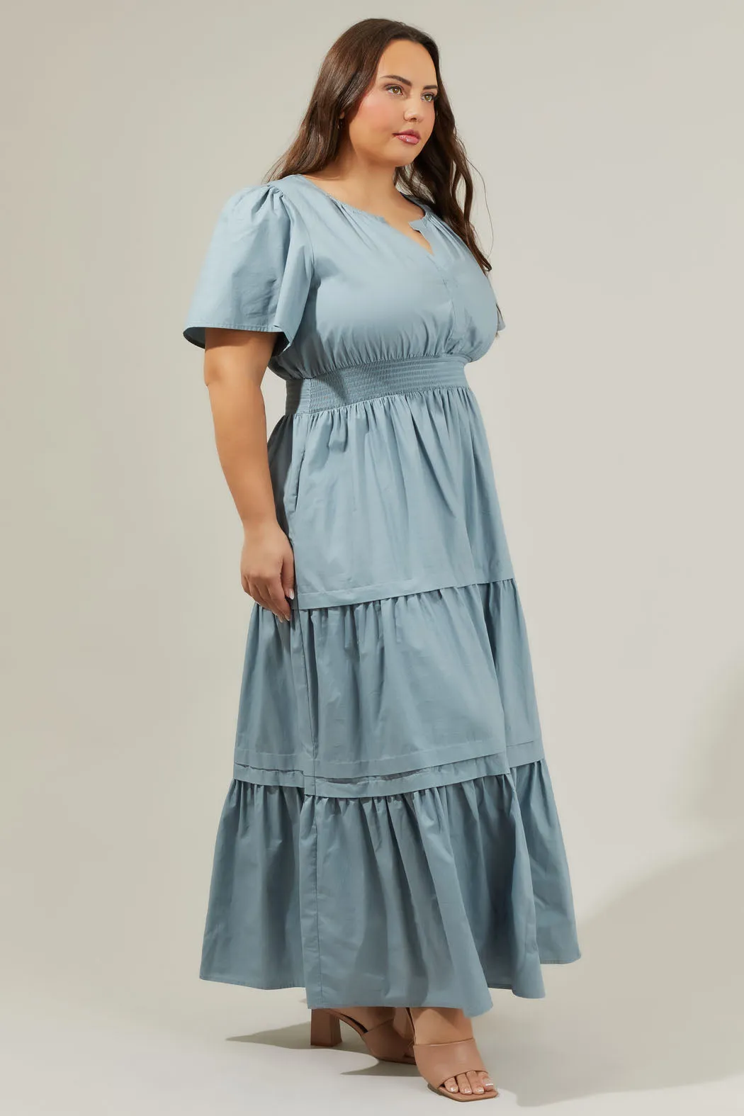 Cider Palmer Poplin Maxi Dress Curve