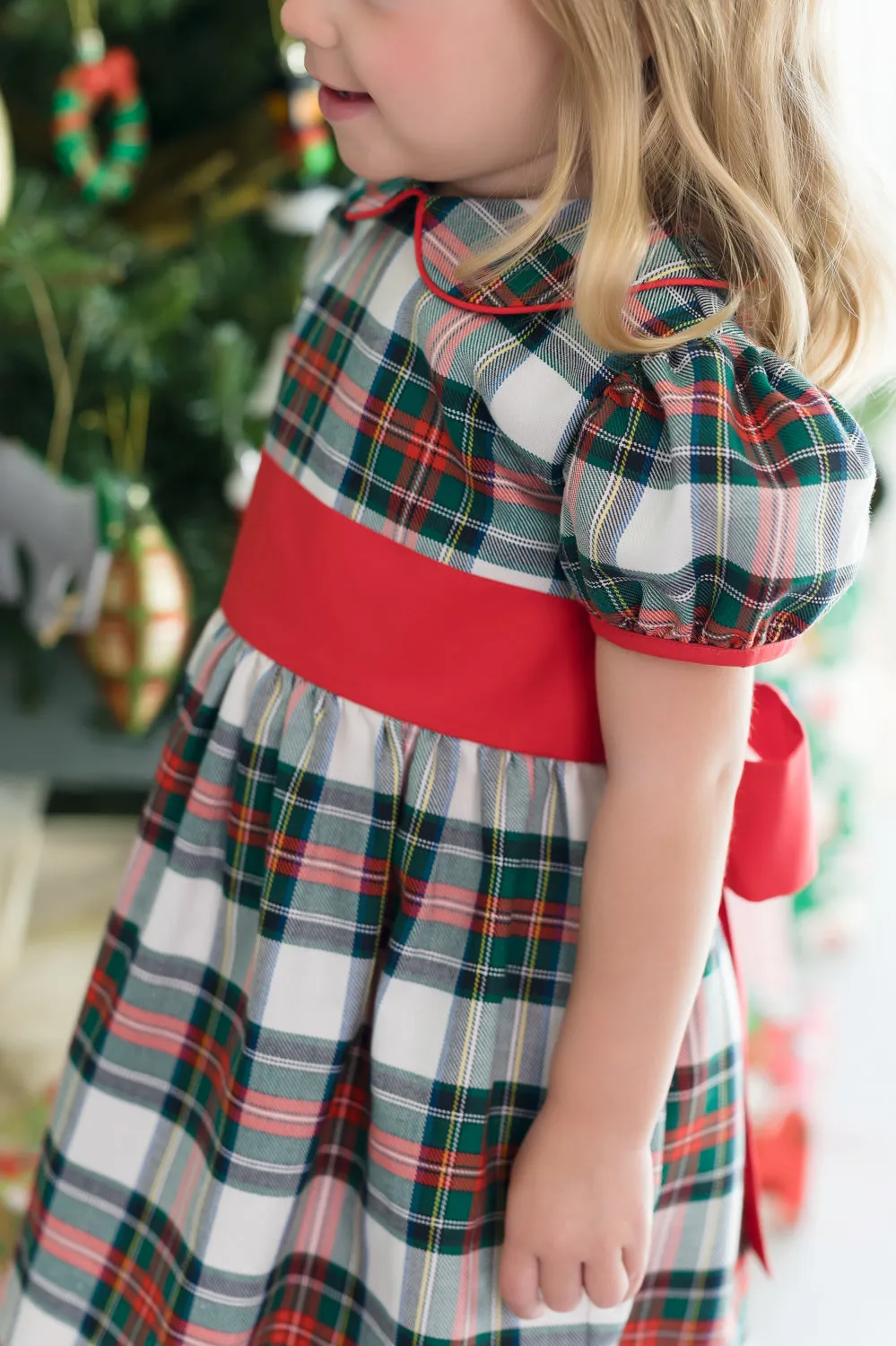 Cindy Lou Sash Dress - Aiken Place Place with Richmond Red