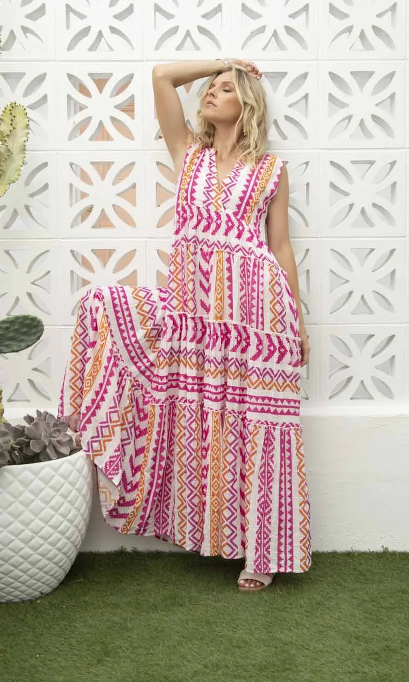 Cotton Dress Maxi Damascus