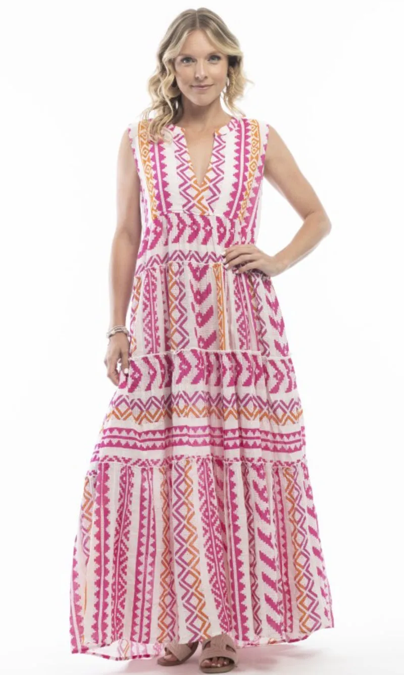 Cotton Dress Maxi Damascus