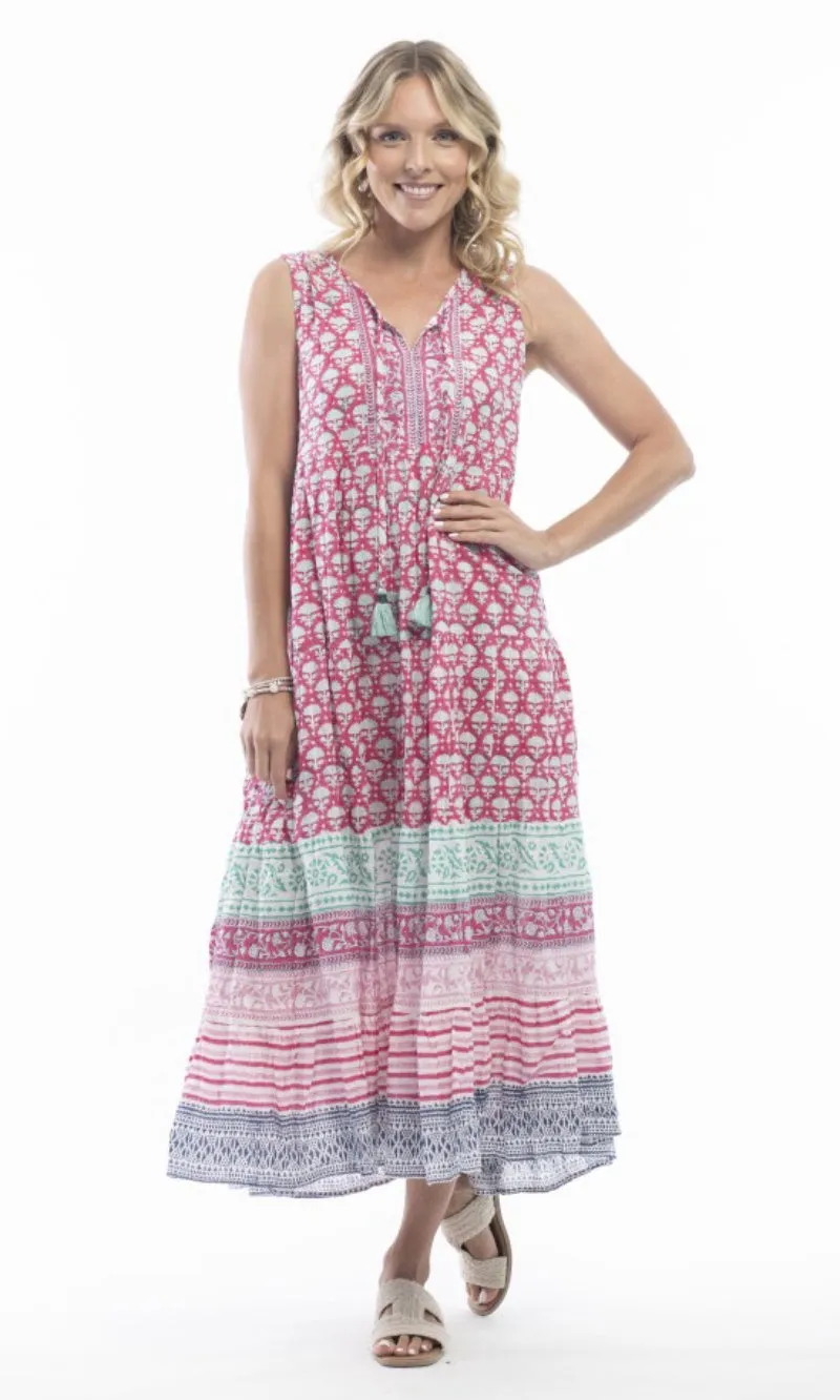 Cotton Dress Maxi Sleeveless Leh