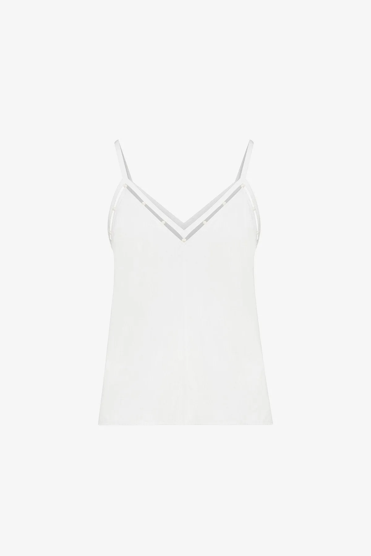 COTTON POPLIN BEADED CAMISOLE TOP