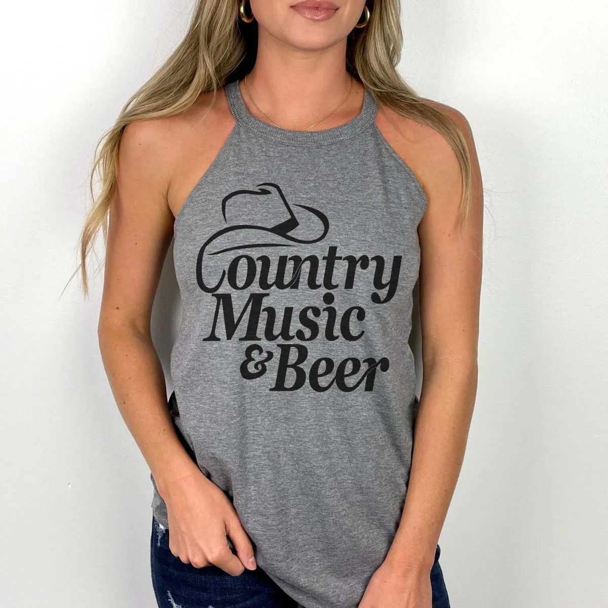 Country Music & Beer High Neck Tank