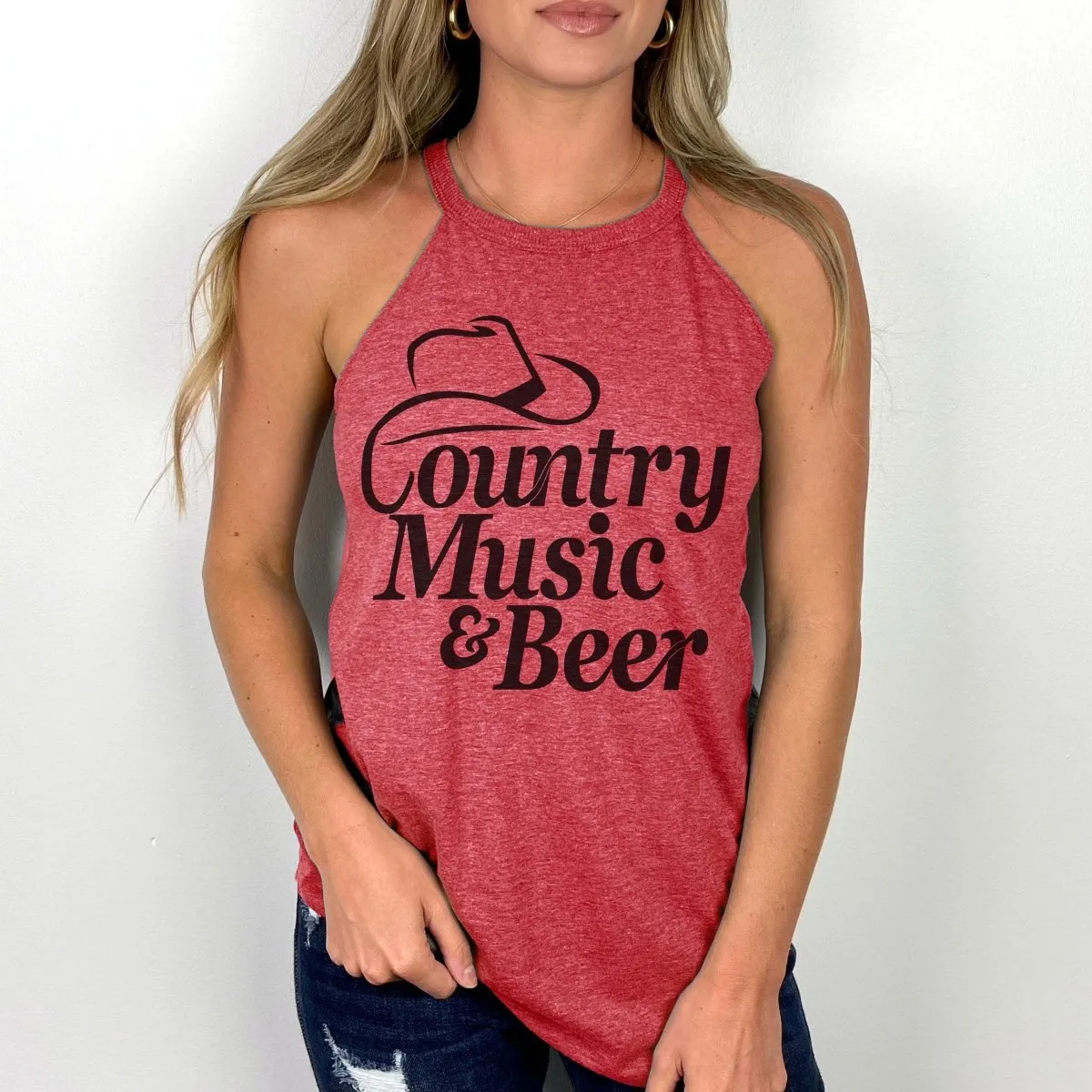 Country Music & Beer High Neck Tank