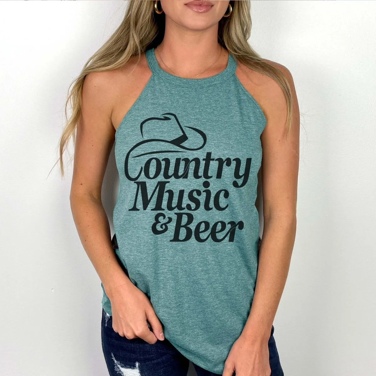 Country Music & Beer High Neck Tank