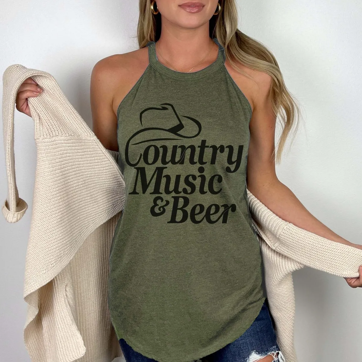 Country Music & Beer High Neck Tank