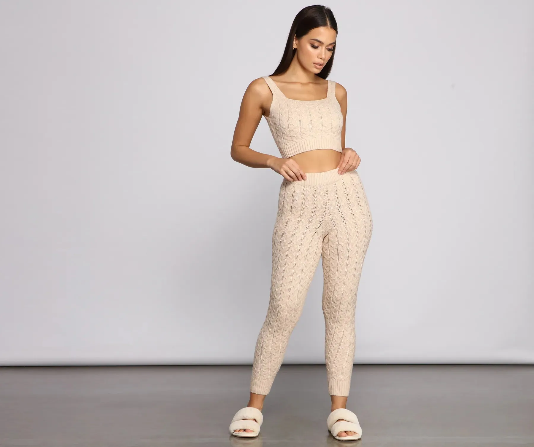 Cozy Moment Cable Knit Pajama Leggings