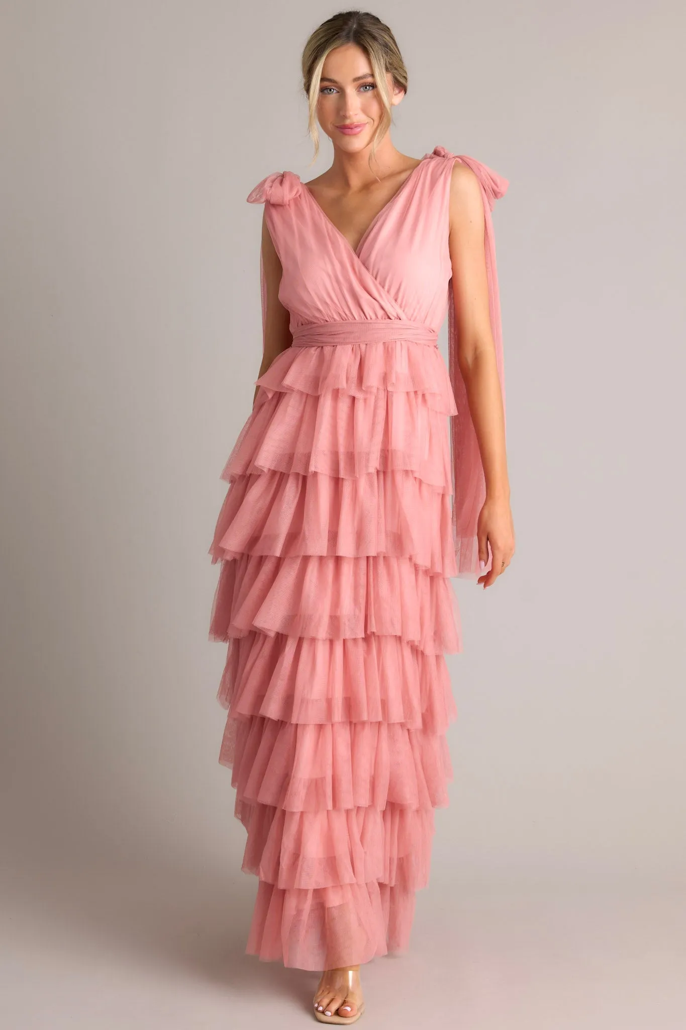 Creating Memories Dusty Rose Tiered Tulle Maxi Dress