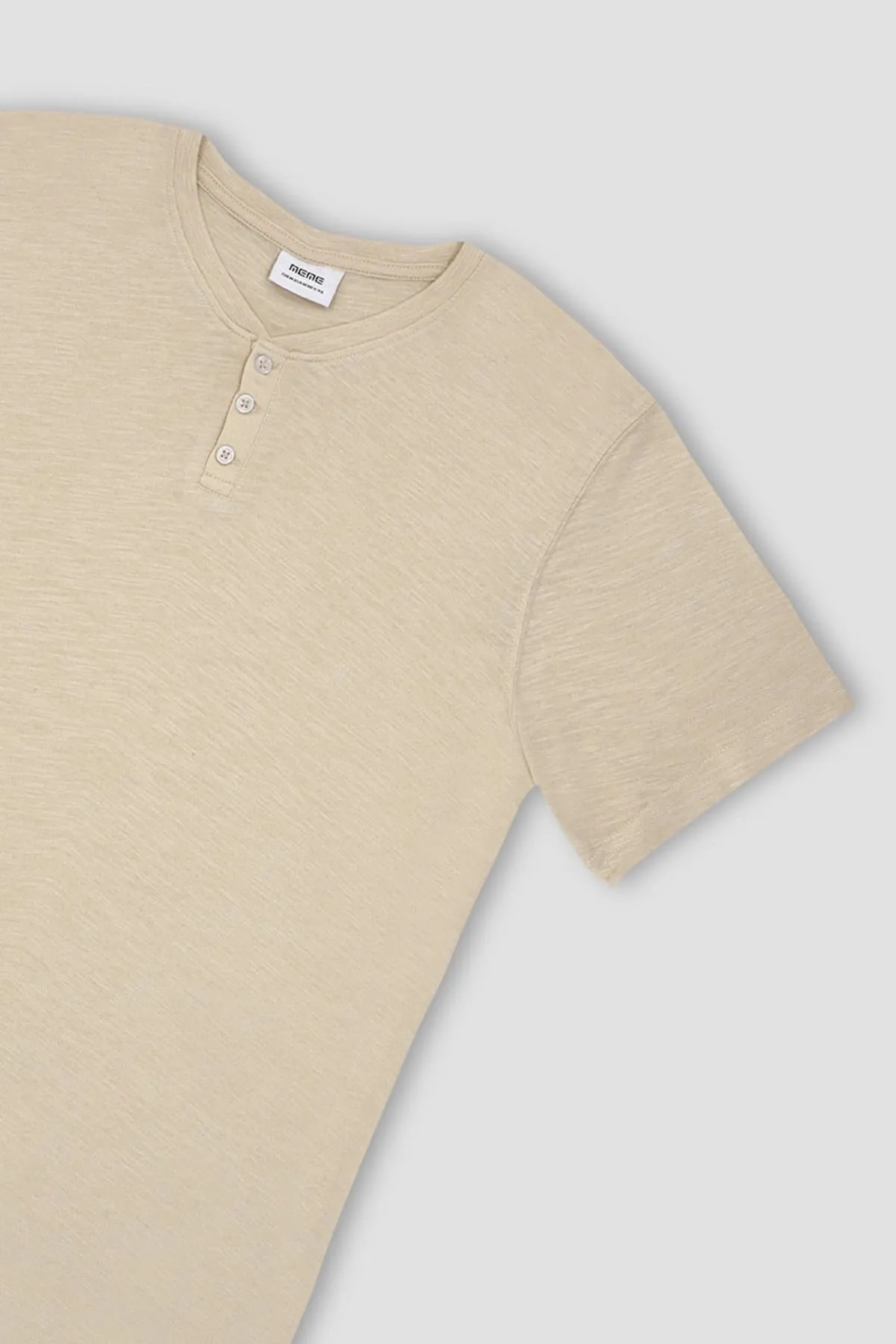 Crew Neck Basic T-Shirt For Men - Beige