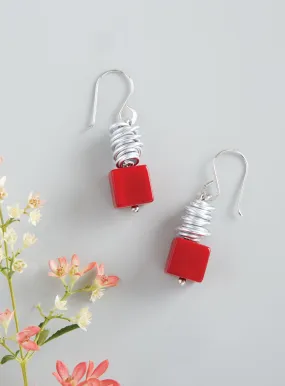 Crimson Cubes Earrings