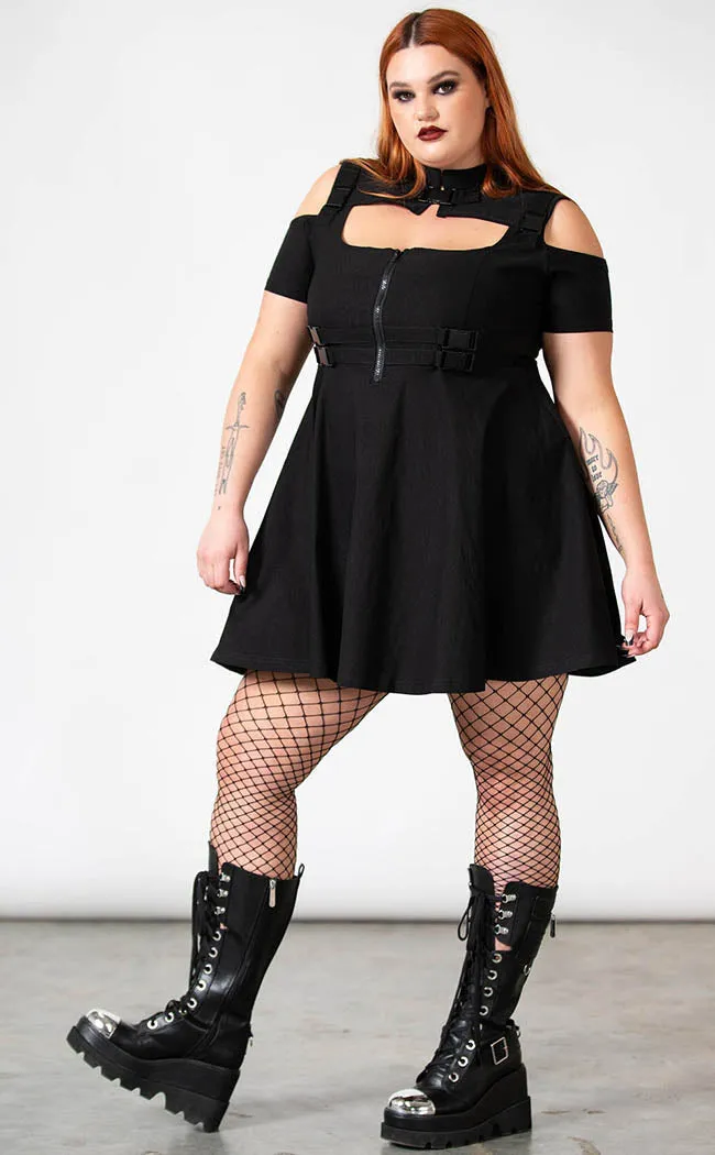 Cybermancy Zip Skater Dress [Plus-Size]