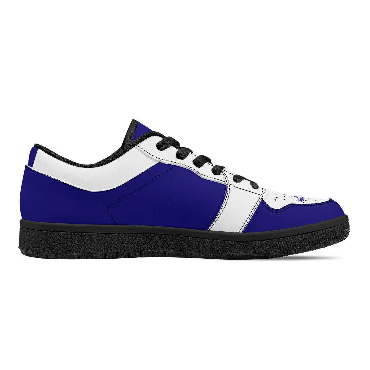 DCYG Blue & White, Black Sole Low-Top Leather Sneakers