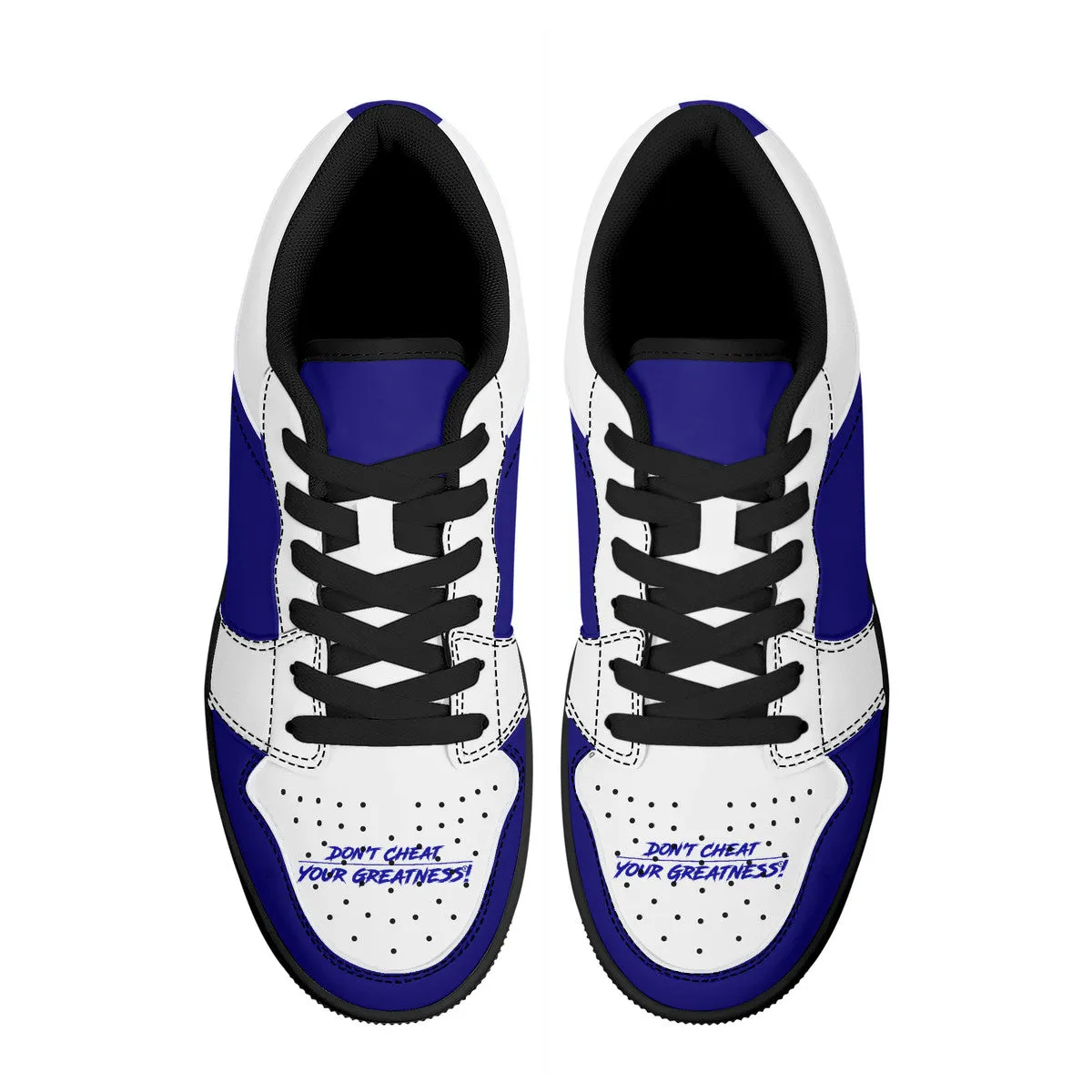 DCYG Blue & White, Black Sole Low-Top Leather Sneakers