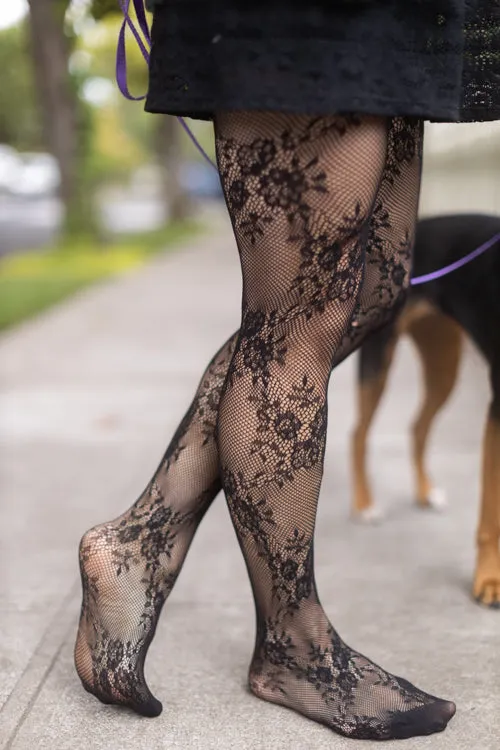 Delicate Floral Lace Net Tights