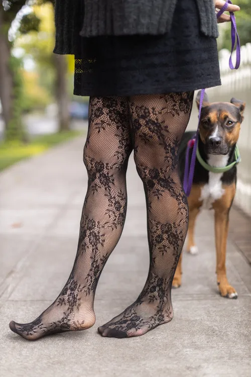 Delicate Floral Lace Net Tights