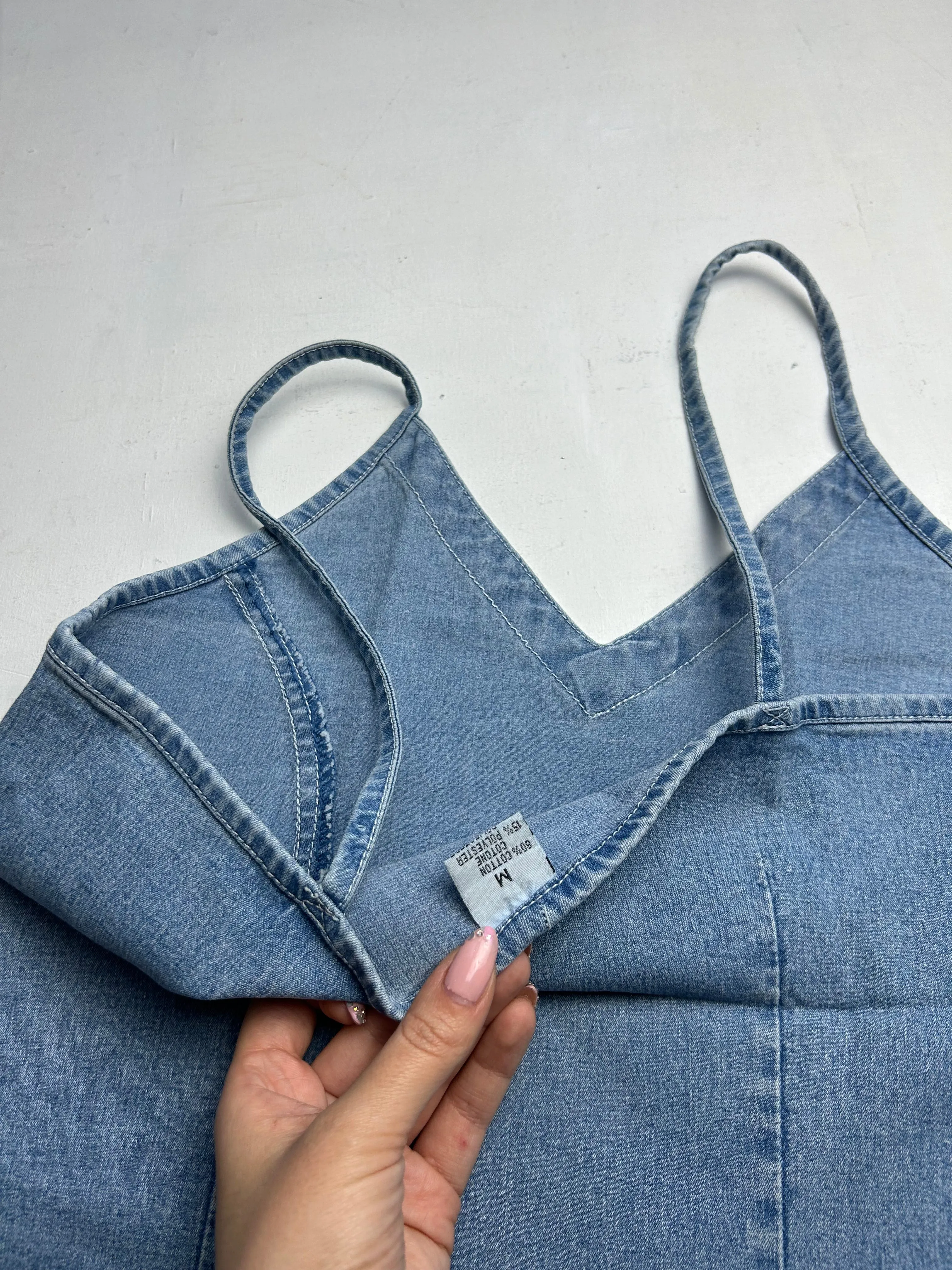 Denim jean blue Y2K vintage mini dress (S/M)