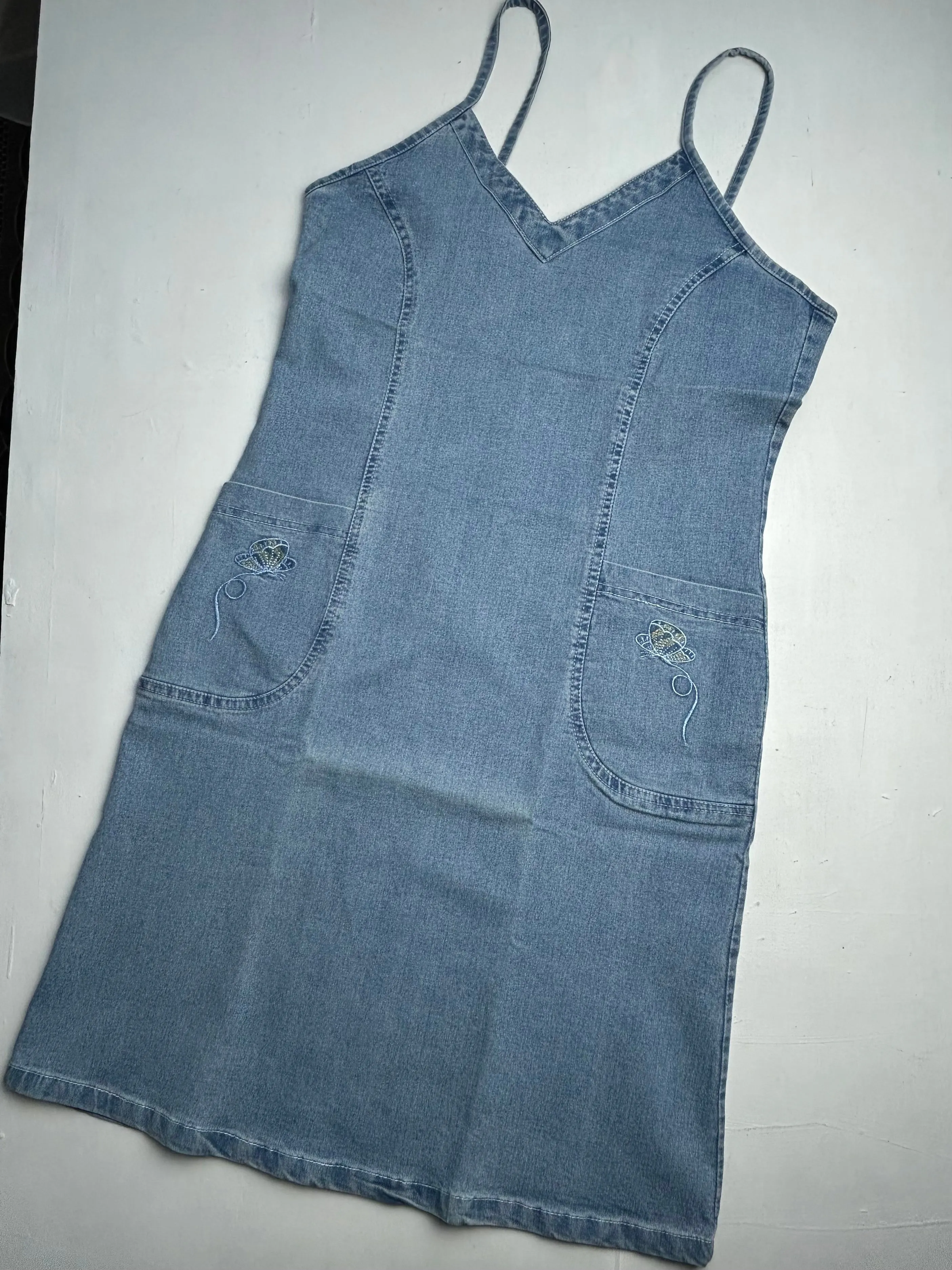 Denim jean blue Y2K vintage mini dress (S/M)