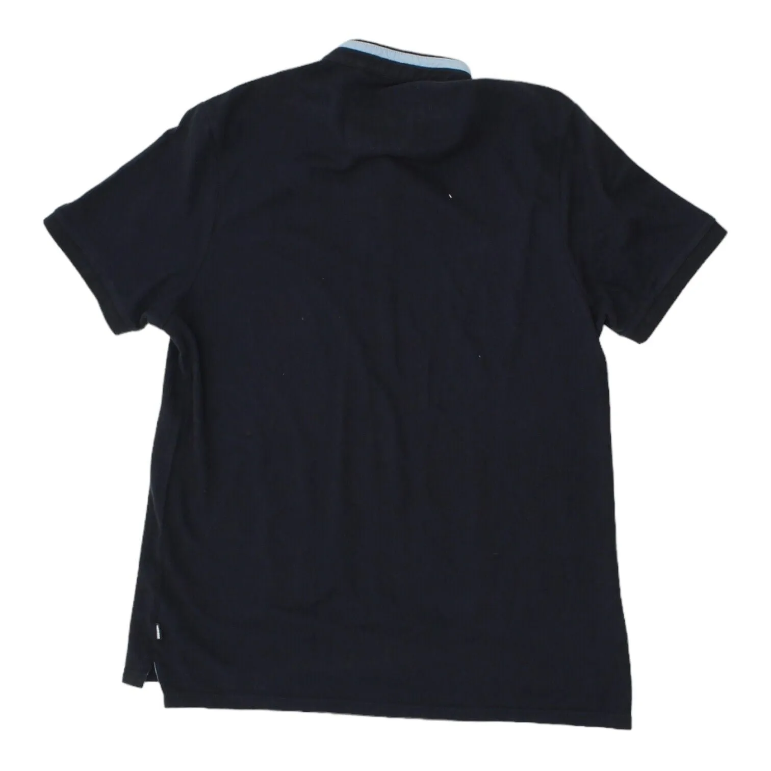 Diesel Mens Navy Chest Logo Henley Collar Polo Shirt | Designer Streetwear