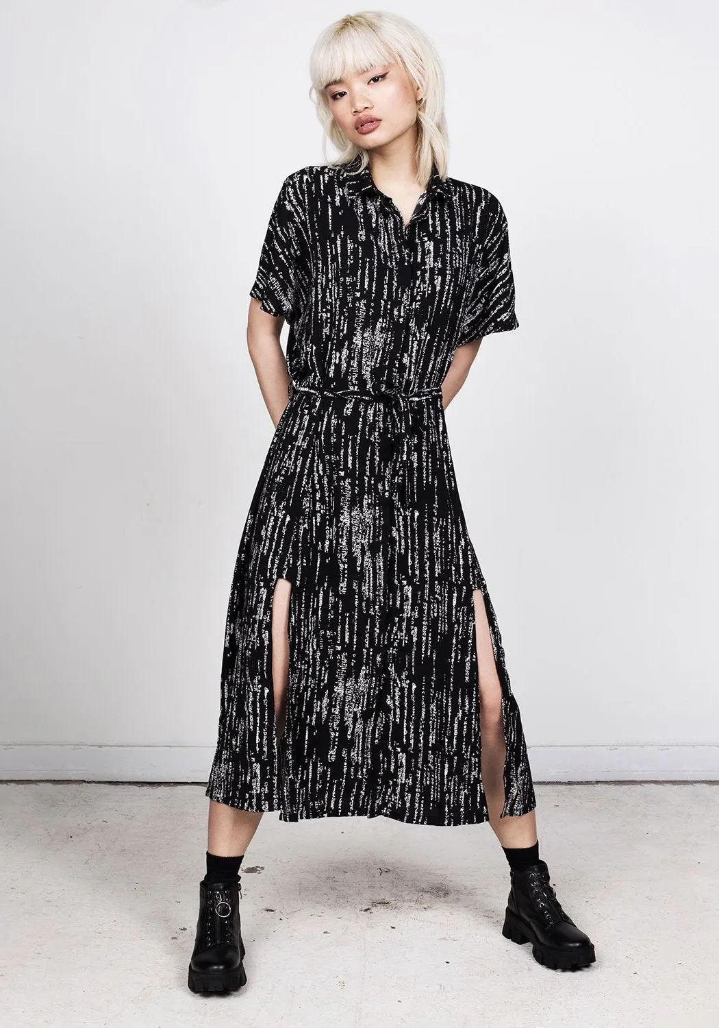 Digital Rain Shirt Dress