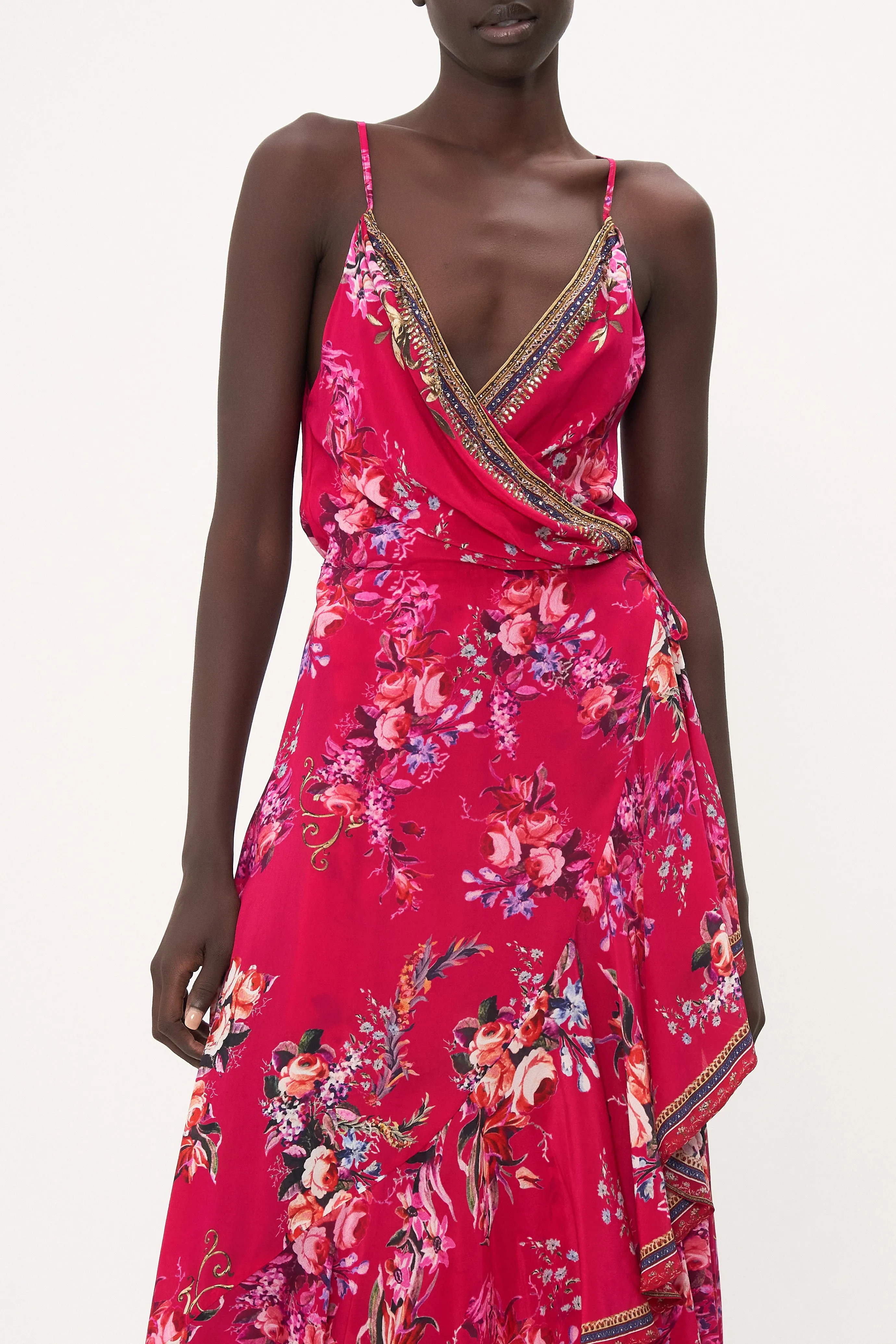 DRAPED FRONT WRAP DRESS BOHEME BLOOMS