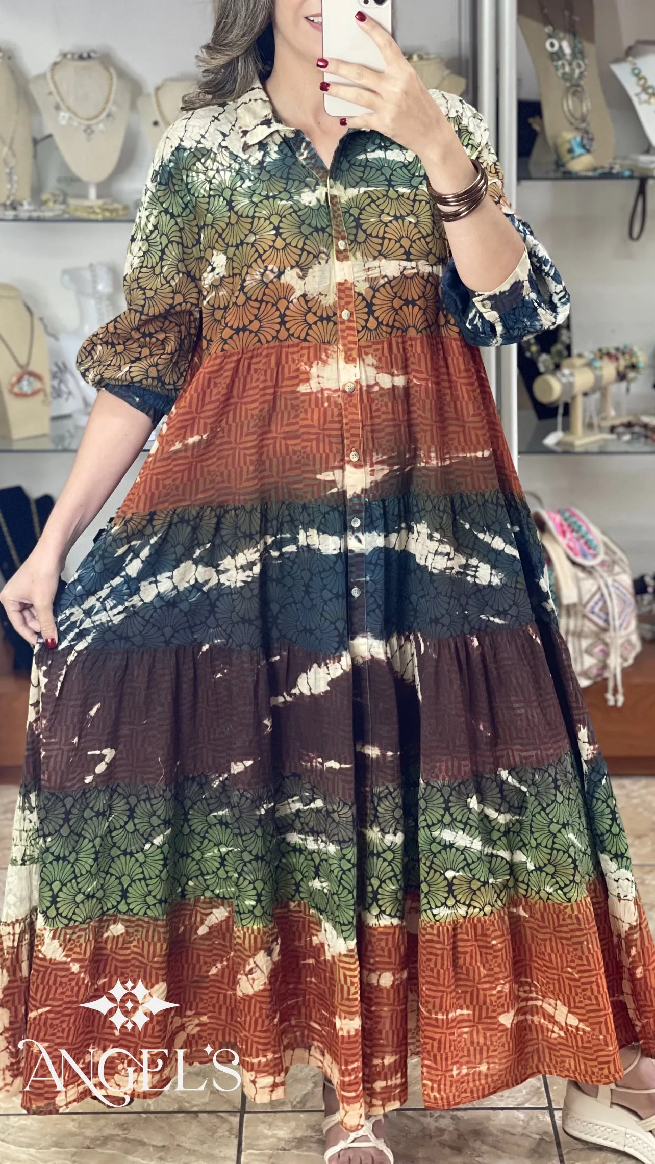 Earthy Tones OS Maxi Dress